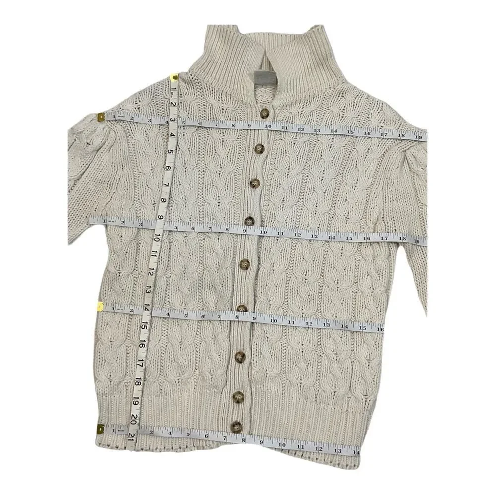 J.G. Hook Women’s Vintage Beige 100% Cotton Cable-Knit Cardigan Sweater Size M. - Picture 11 of 13